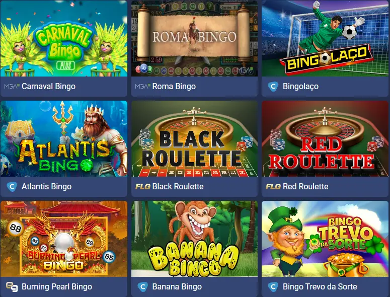The image shows examples of bingo games on the 1xbet platform.